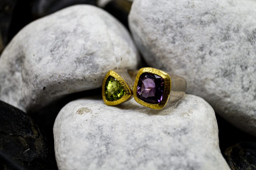 Amethyst und Peridotring